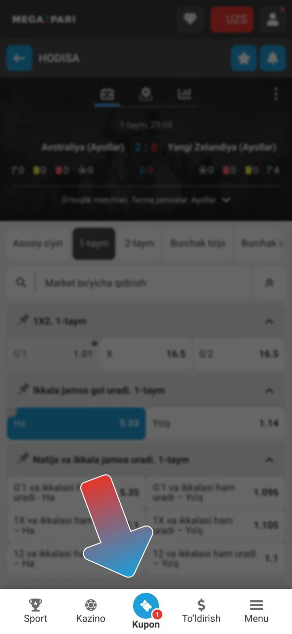 Megapari garov kuponingizda tanlovni toping.
