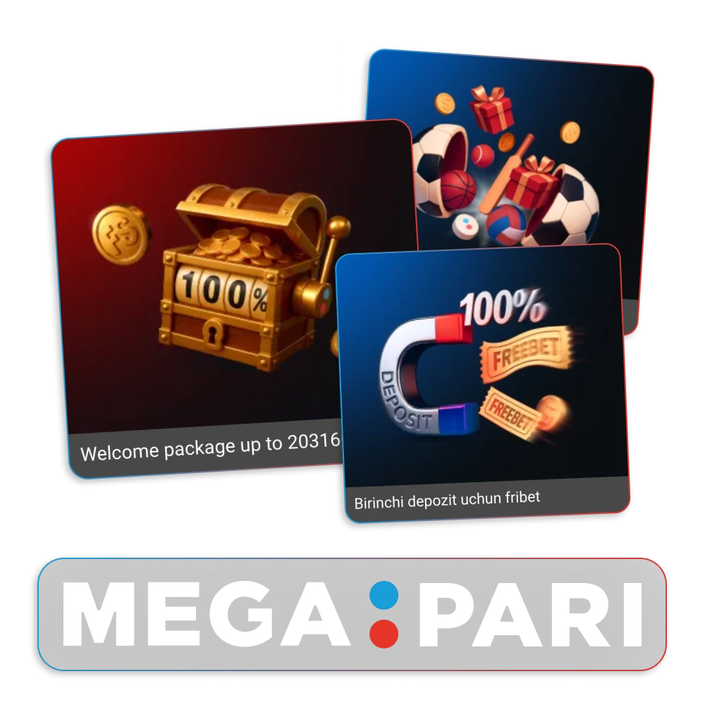 Megapari rasmiy platformasi sizga saxiy xush kelibsiz bonusni taklif etadi.