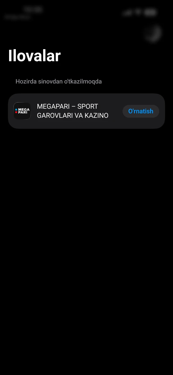 Mavjud ilovalar ro'yxatida Megapari-ni toping.