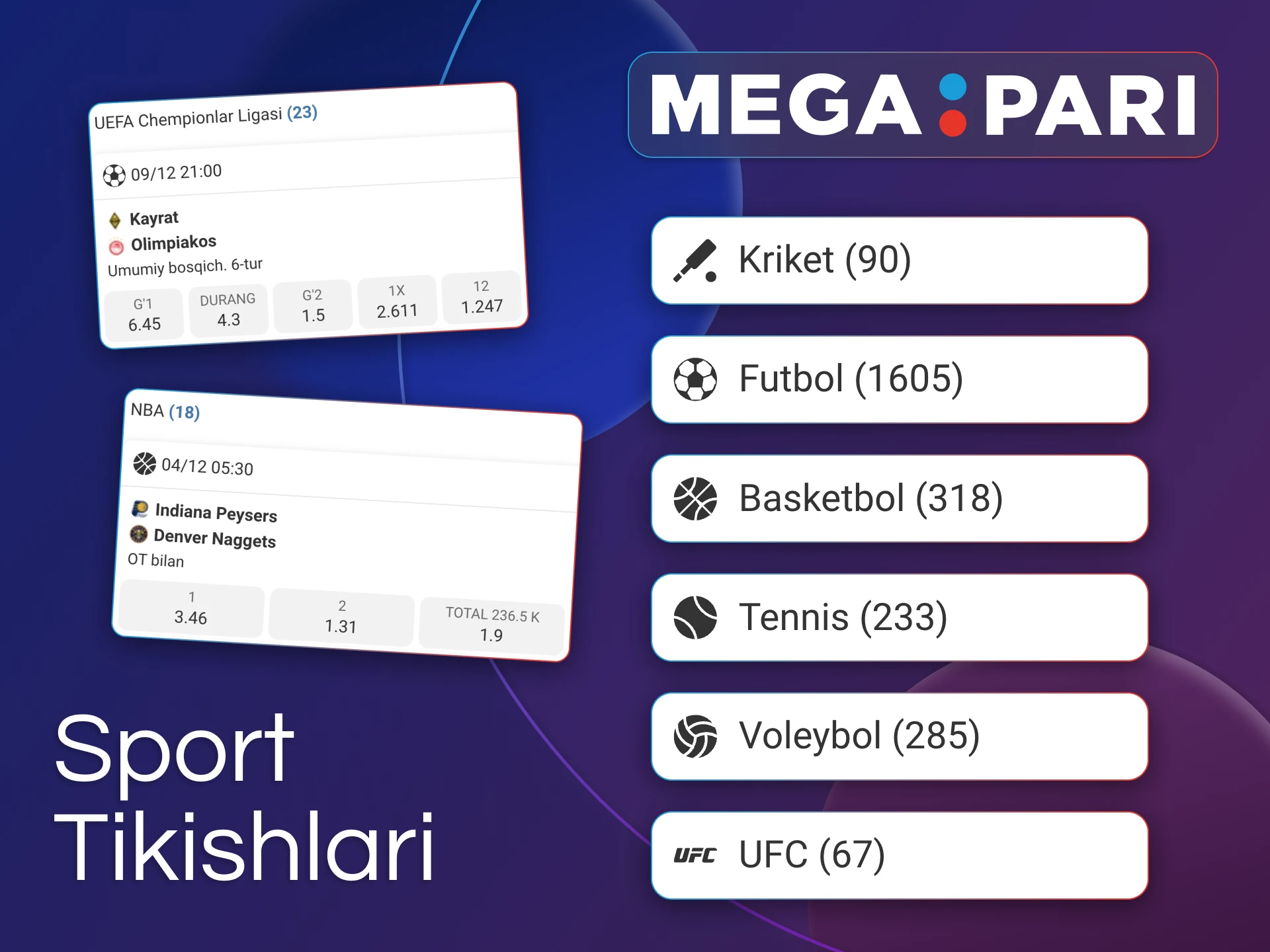 Sport garovlari Megapari platformasining asosidir.