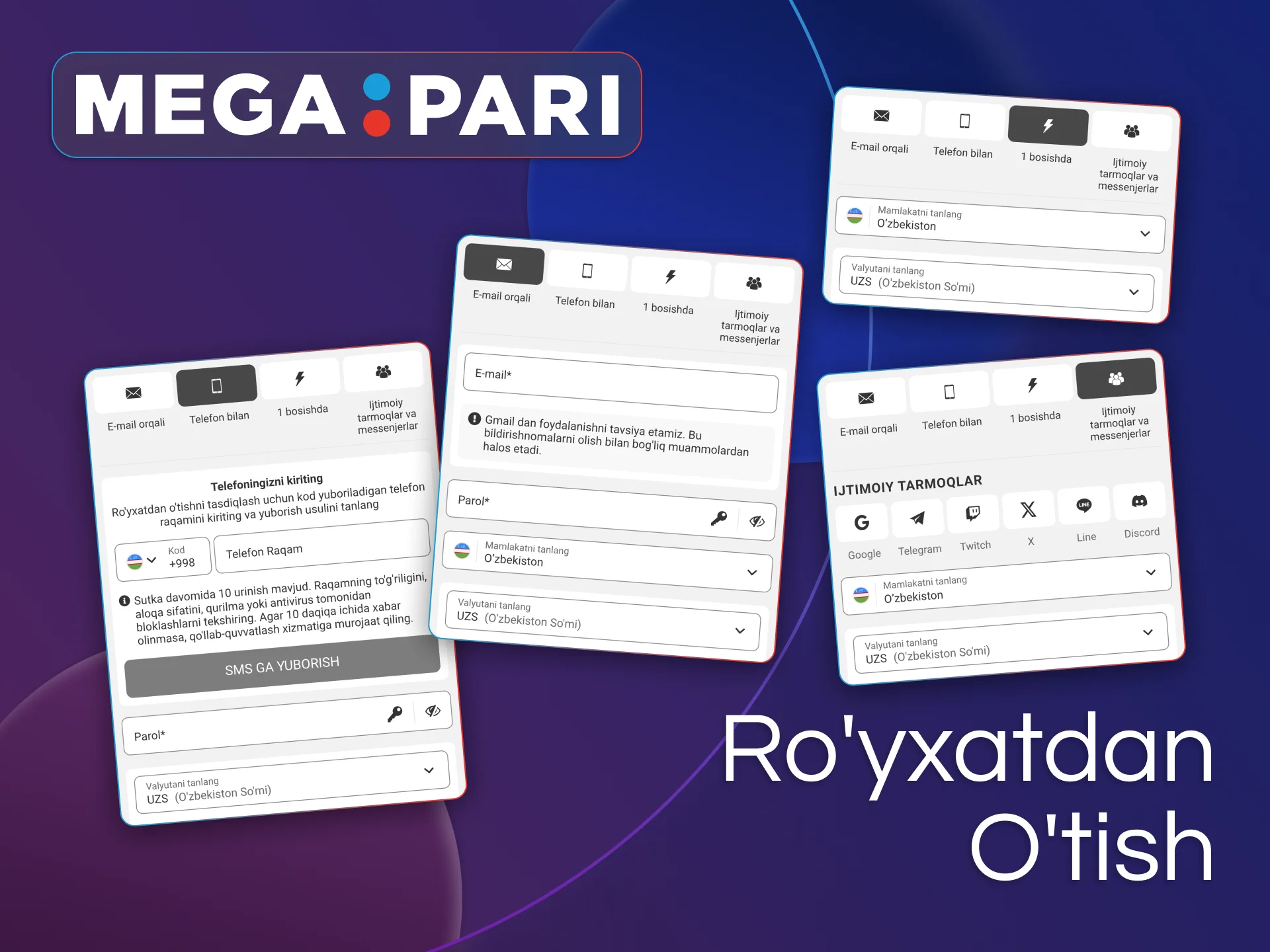 Megapari ilovasi orqali ro'yxatdan o'tish jarayoni oson.