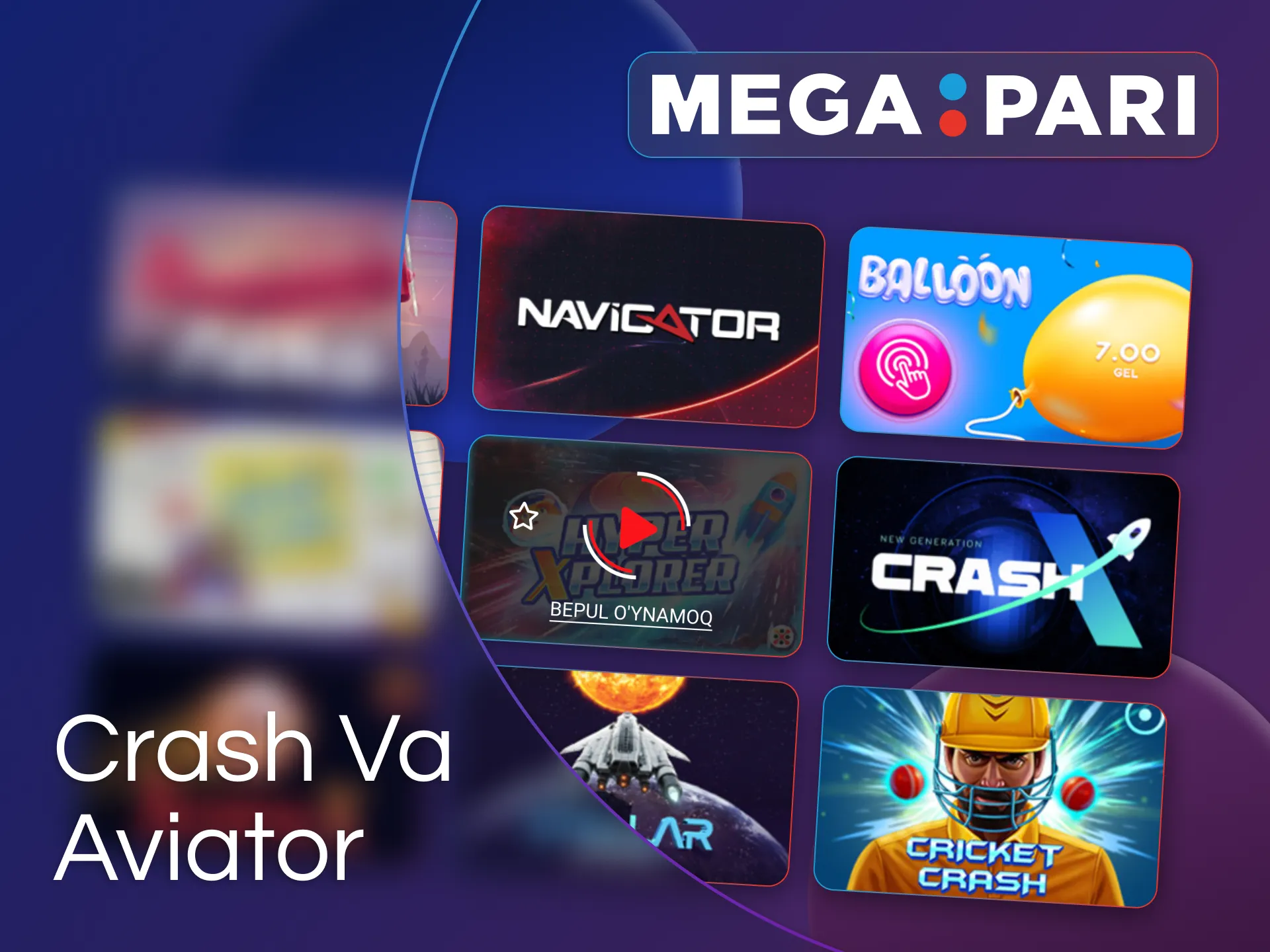 Megapari kazino veb-saytida crash o'yinlarini o'ynashdan zavqlaning.