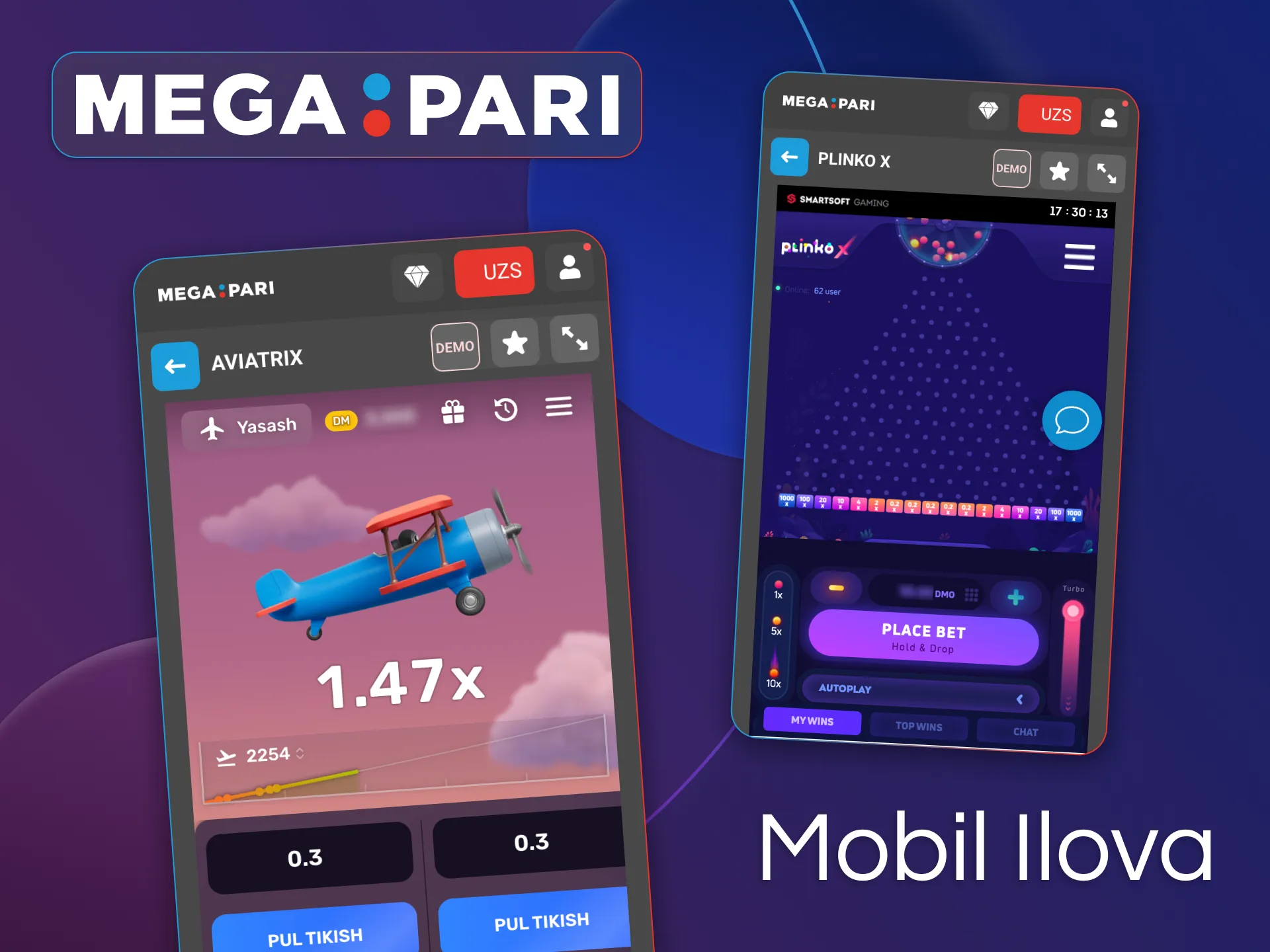 Megapari kazino o'yinlarini o'ynash uchun to'liq funksional ilovani taklif etadi.