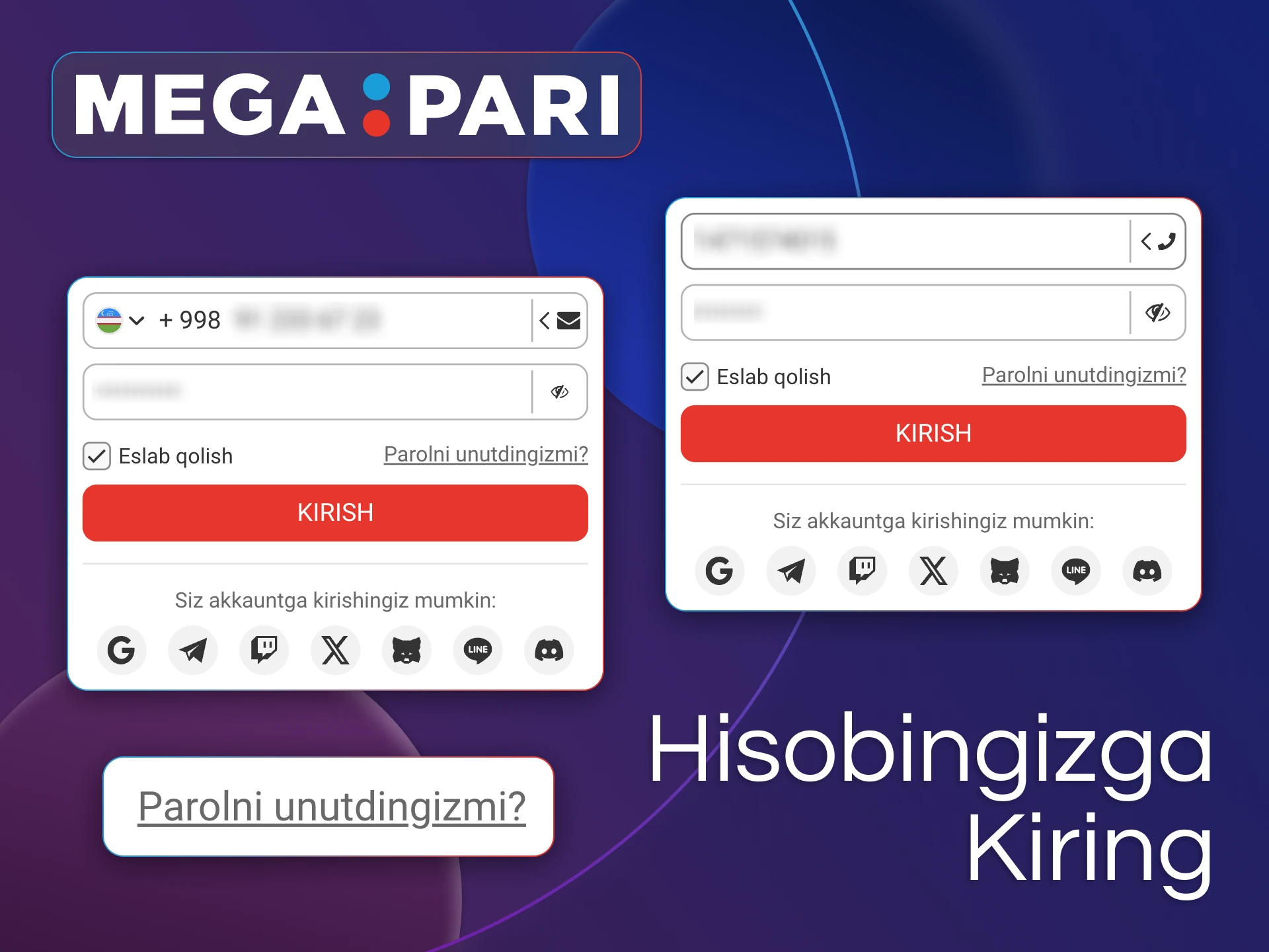 Megapari hisobingizga kirish uchun tezkor qadamlarni bajaring.