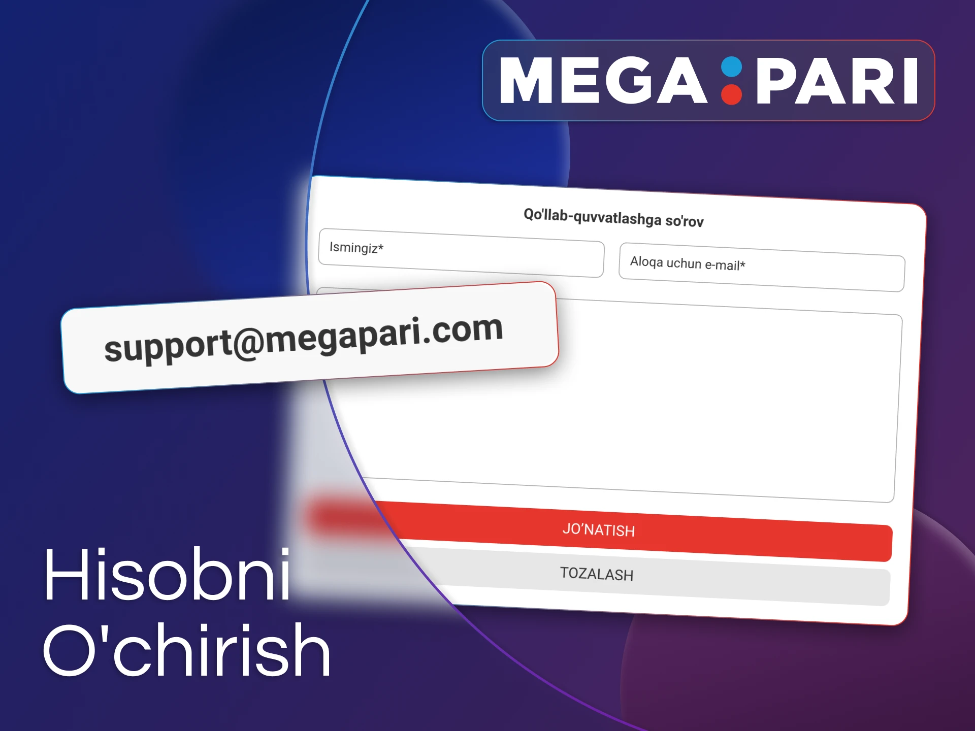 Siz Megapari hisobingizni o'chirishni so'rashingiz mumkin.