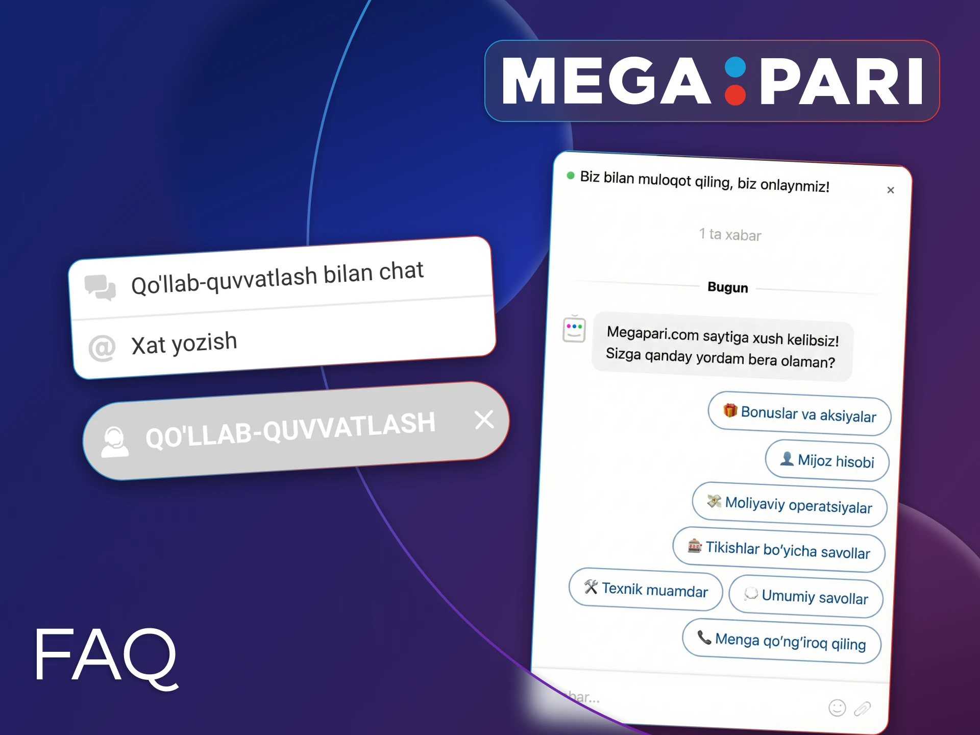 Megapari qo'llab-quvvatlash xizmati har kuni ko'plab muammolarni hal qiladi.